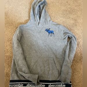 abercrombie kids Grey Hoodie with Blue Moose Chest Logo